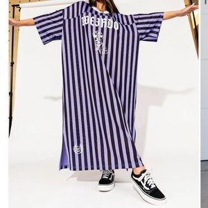 Dressed in LALA Striped Maxi Dress in Purple and Black